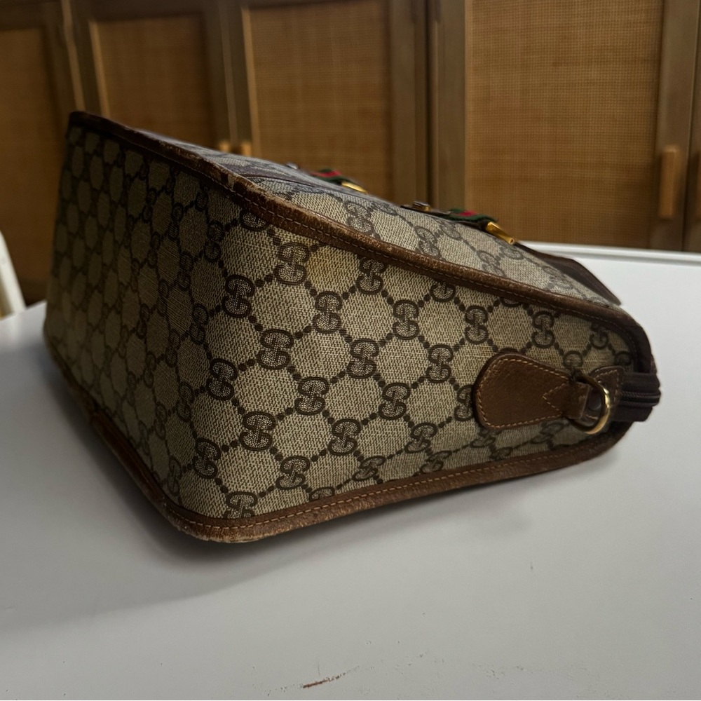 Authentic GUCCI Sherry Line GG Monogram Bag Beige and Brown Monogram Bag - Picture 5 of 15